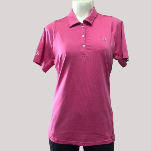 Puma Dry Fit Pink Vented Collared Golf Polo Athletic Top - Picture 1 of 10